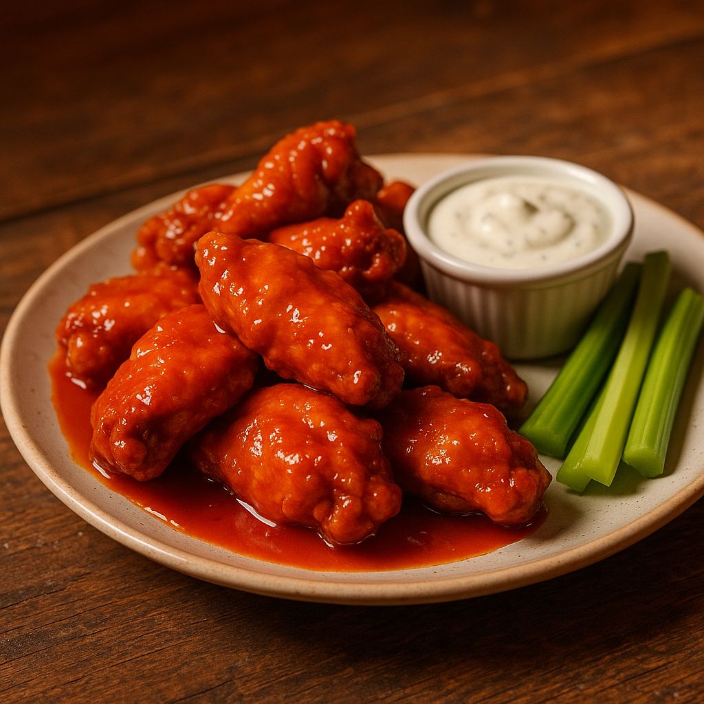 House buffalo wings on a plate